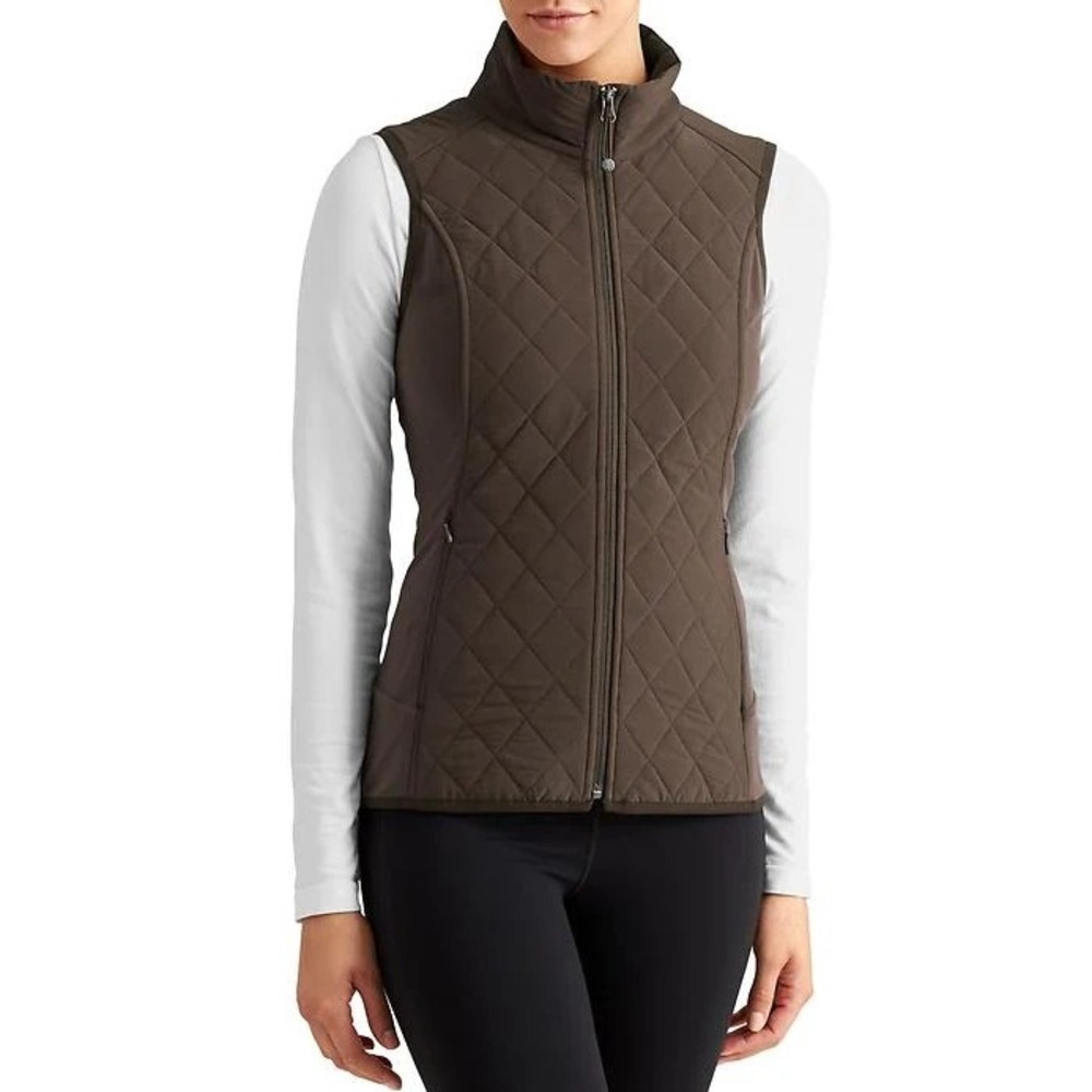 Athleta Upside Quilted Vest Women's Medium Olive Army Green 65336